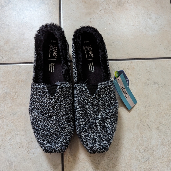 NWT TOMS ALPARGATA black multi cozy sweater knit flats - Picture 1 of 5